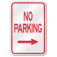 No Parking Right Arrow Sign, Outdoor Reflective Aluminum