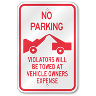 No Parking Tow Away Symbol Sign, Outdoor Reflective Aluminum