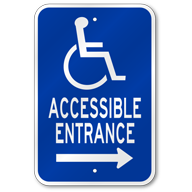 Accessible Entrance Right Arrow Sign, Outdoor Reflective Aluminum