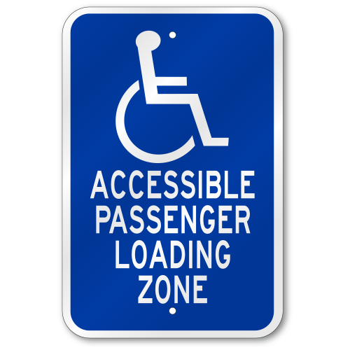Accessible Passenger Loading Zone Sign, Outdoor Reflective Aluminum
