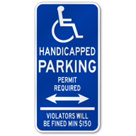 Connecticut Handicap Dual Arrow Parking Sign, Outdoor Reflective Aluminum