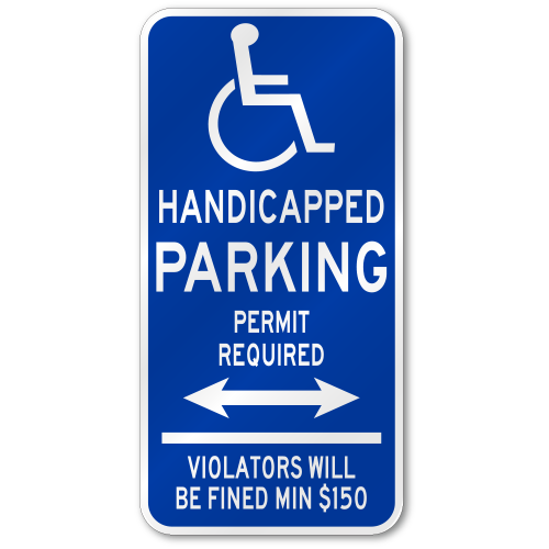 Connecticut Handicap Dual Arrow Parking Sign, Outdoor Reflective Aluminum