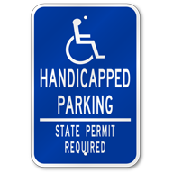 Handicap Parking State Permit Required Sign, Outdoor Reflective Aluminum