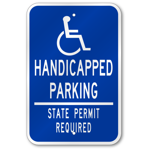 Handicap Parking State Permit Required Sign, Outdoor Reflective Aluminum