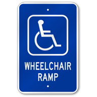 Handicap Wheelchair Ramp Sign, Outdoor Reflective Aluminum