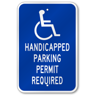 Handicap Parking Permit Required Sign, Outdoor Reflective Aluminum