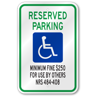 Nevada Handicap Parking Sign, Outdoor Reflective Aluminum