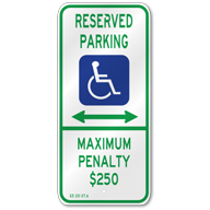 North Carolina Handicap Dual Arrow Sign, Outdoor Reflective Aluminum