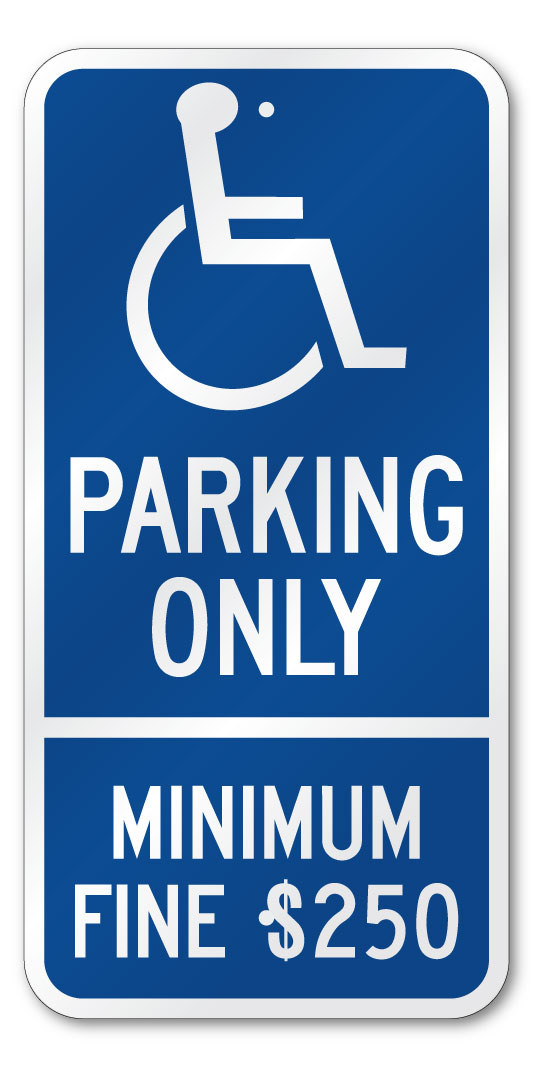California Handicap Parking Sign, Outdoor Reflective Aluminum, 80 mil Thick, 12 x 24