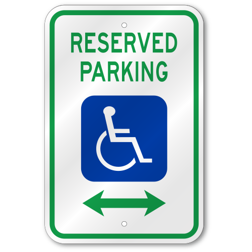 Handicap Reserved Parking Dual Arrow Sign, Outdoor Reflective Aluminum