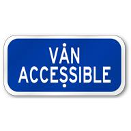 Van Accessible Blue Placard Sign, Outdoor Reflective Aluminum
