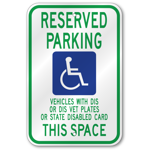 Wisconsin Handicap Sign, Outdoor Reflective Aluminum, 80 mil Thick, 12