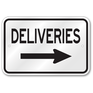 Deliveries Right Arrow Sign, Outdoor Reflective Aluminum