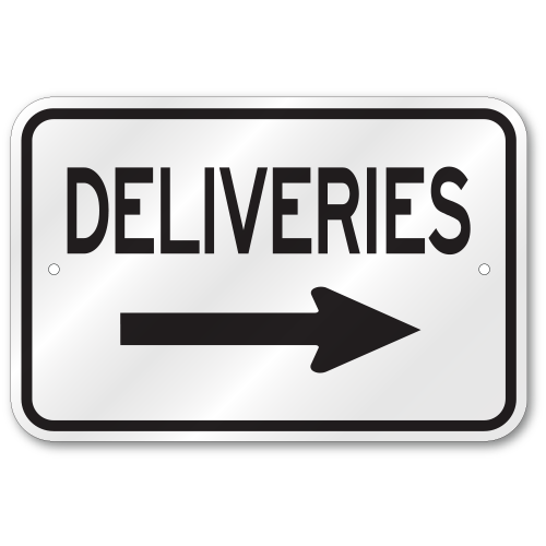 Deliveries Right Arrow Sign, Outdoor Reflective Aluminum
