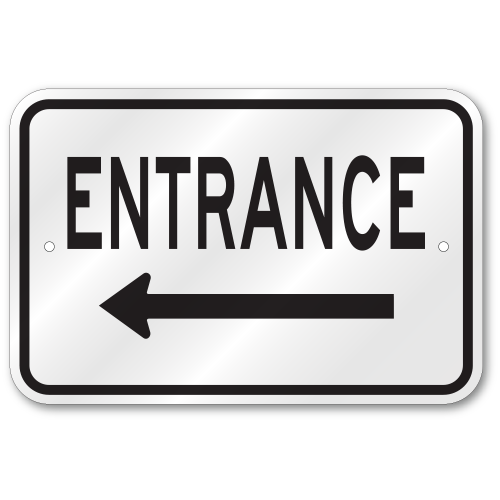 Entrance Left Arrow Sign, Outdoor Reflective Aluminum