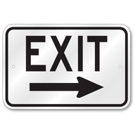 Exit Right Arrow Sign, Outdoor Reflective Aluminum