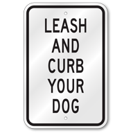 Leash And Curb Your Dog Sign, Outdoor Reflective Aluminum