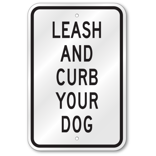 "Curb Your Dog Up To $250 Fine" Sign - 7x10 Inch Aluminum By BUILDINGSIGNS.COM