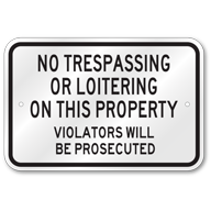 No Trespassing No Loitering On This Property Sign, Outdoor Reflective Aluminum