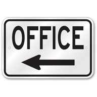 Office Left Arrow Sign, Outdoor Reflective Aluminum