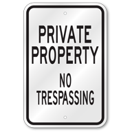 Private Property No Trespassing Sign, Outdoor Reflective Aluminum