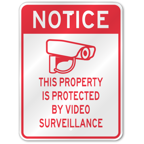 Property Protected By Video Surveillance, Outdoor Reflective Aluminum