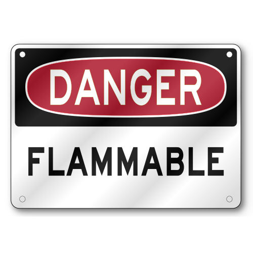 Flammable Danger Sign, OSHA, .040 Thick Aluminum SS012434
