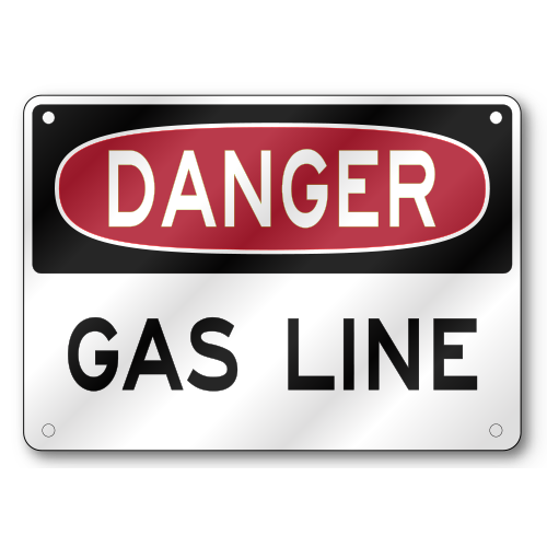 Gas Line Danger Sign, OSHA, .040 Thick Aluminum SS012345