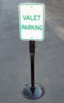 Stanchion Sidewalk Sign, 18 inch Cast Iron Base, 48 inch Sign Post