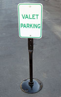 Stanchion Sidewalk Sign, 18 inch Cast Iron Base, 48 inch Sign Post