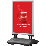WindPro Silver Snap Frame Sidewalk Sign 22W x 28H, Heavy Springs Rolling Base