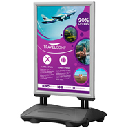 WindPro Silver Snap Frame Sidewalk Sign, 24W x 36H, Heavy Springs Rolling Base