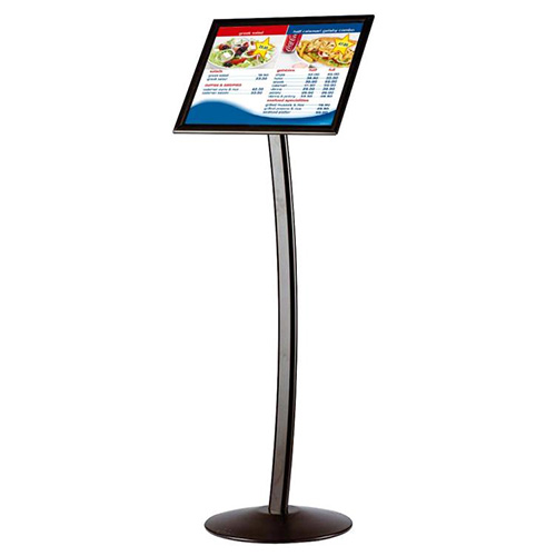 Snap Frame Curved Stand, 8.5 x 11, Curved Post 43 inch Tall, Oval Steel Base, Protective Overlay