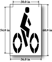 Bicycle Lane Stencil, 36 x 54, Reusable Maxi Thick Plastic, Pavement Marking