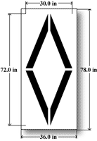 Diamond Lane Stencil, 72 x 24, Reusable Maxi Thick Plastic, Pavement Marking