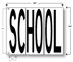 School Stencil Single Lane, Reusable Maxi Thick Plastic, Pavement Marking