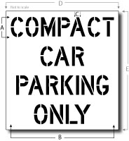 Compact Car Parking Only, Parking Lot Stencil, Reusable Plastic
