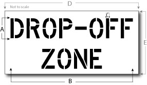Drop-Off Zone Stencil, Parking Lot Stencil, Reusable Plastic