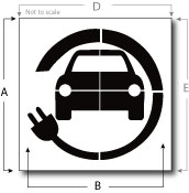 Electric Vehicle With Circle Plug, Parking Lot Stencil, Reusable Plastic