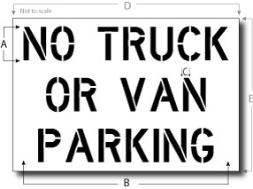 No Truck Or Van Parking Stencil, Parking Lot Stencil, Reusable Plastic