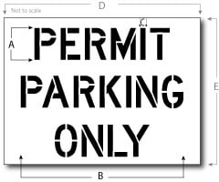Permit Parking Only Stencil, Parking Lot Stencil, Reusable Plastic