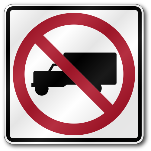 No Trucks Sign, R5-2 Outdoor Reflective