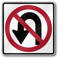 No U Turn Sign, R3-4 Outdoor Reflective