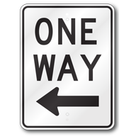 One Way Left Arrow Sign, R6-2L Outdoor Reflective