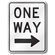 One Way Right Arrow Sign, R6-2R Outdoor Reflective