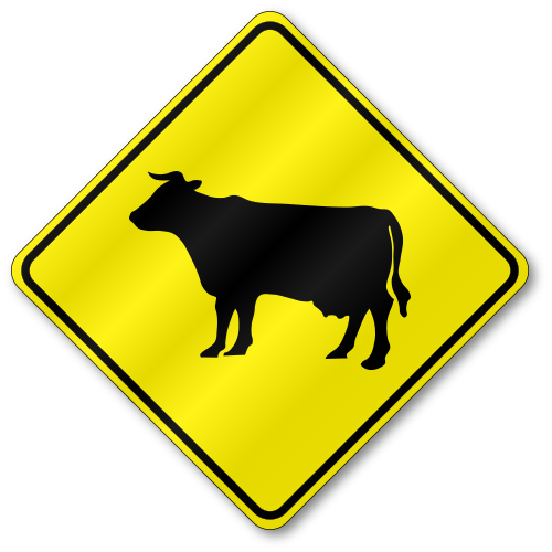 Cattle Sign, W11-4 Outdoor Reflective