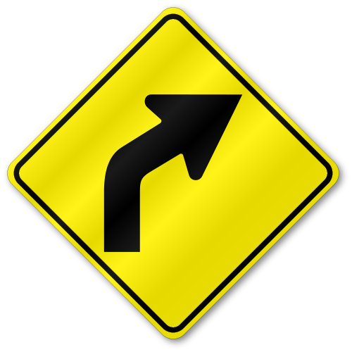 Curve Right, W1-2R Traffic Sign, .080 Outdoor Reflective Aluminum