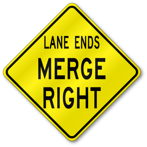 Lane Ends Merge Right, W9-2R Traffic, .080 Outdoor Reflective Aluminum, Official