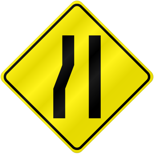 Left Lane Ends Sign, W4-2L Outdoor Reflective