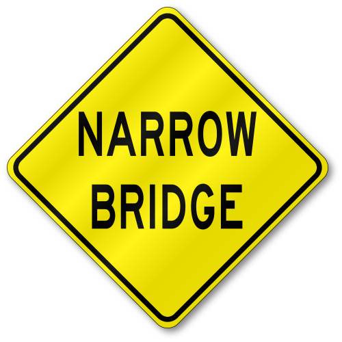 Narrow Bridge Sign, W5-2 Outdoor Reflective